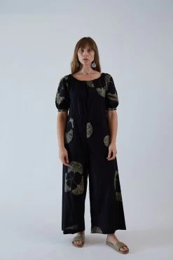 Sasha Jumpsuit Black Fan Batik