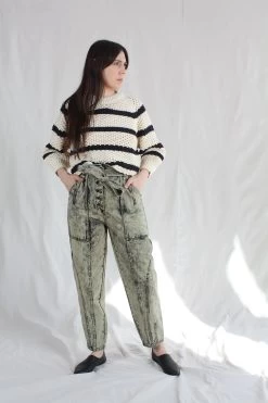 Merel Funnel Neck Cream Navy Stripe