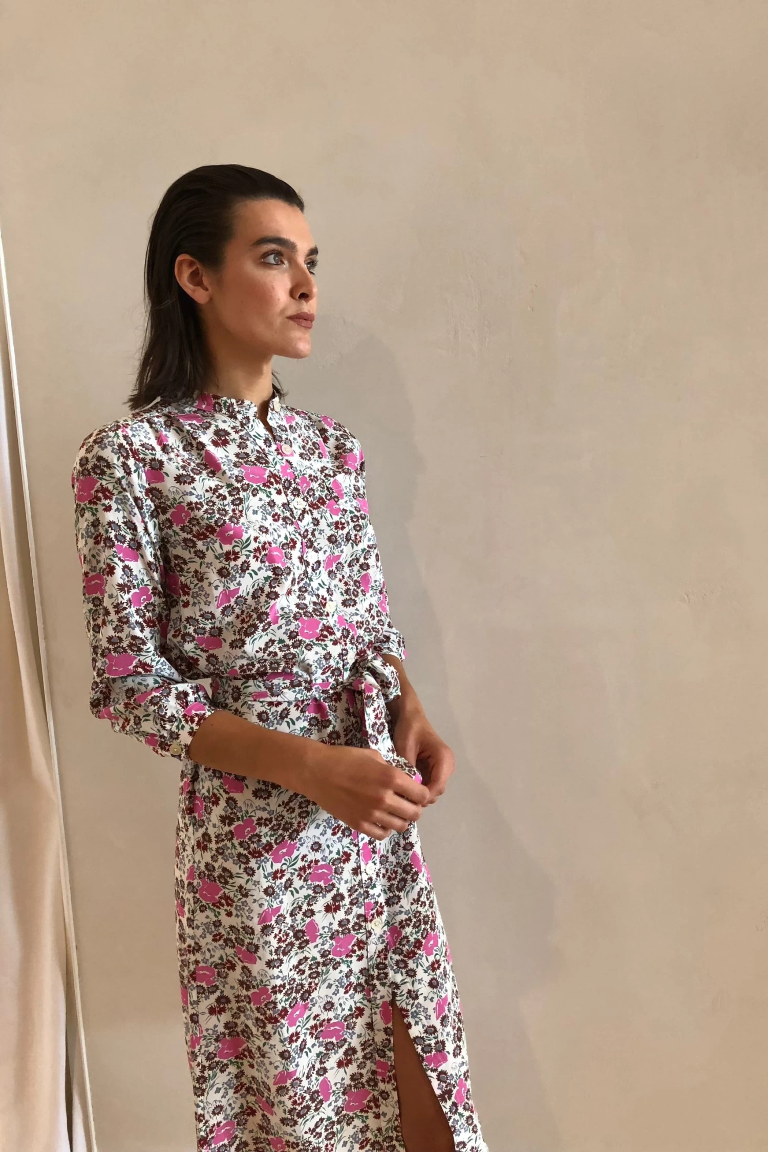 Elena Shirt Dress Chalk London Floral