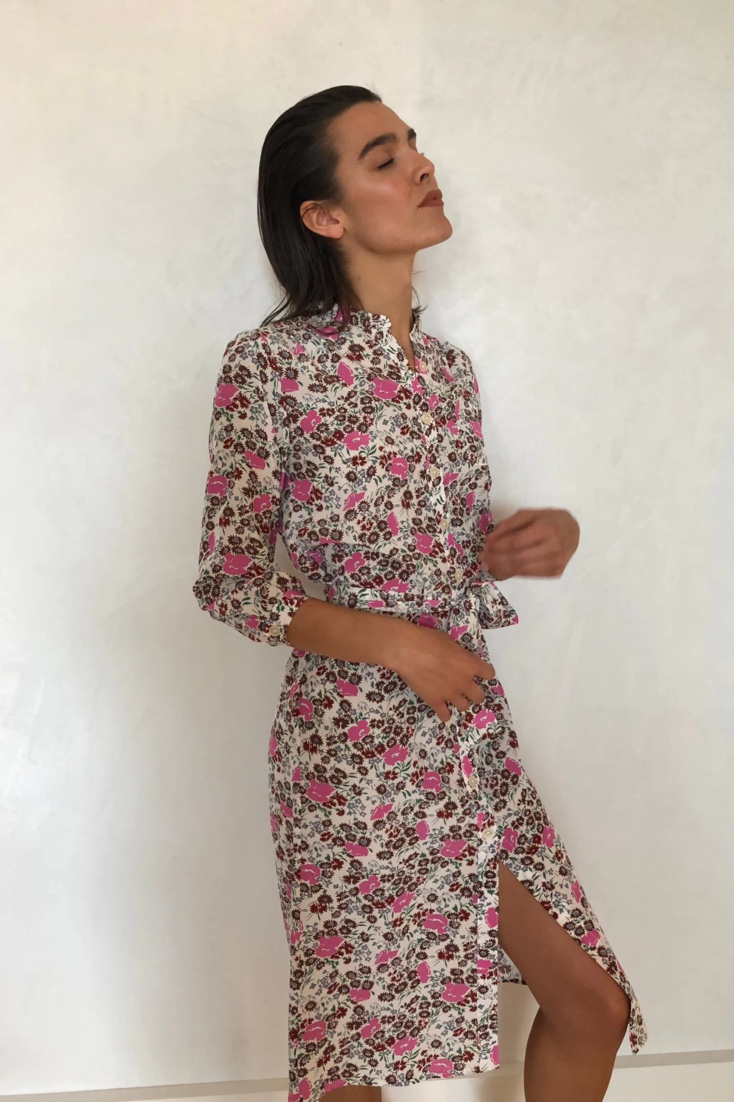 Elena Shirt Dress Chalk London Floral - Image 2