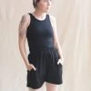 Scoop Back Rib Tank Black