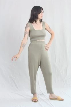 Knit Trouser Faded Olive