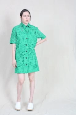 Mack Dress Green Eyelet