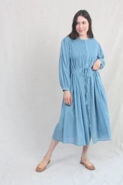 Khadi Cotton Plant Dye Dress Blue