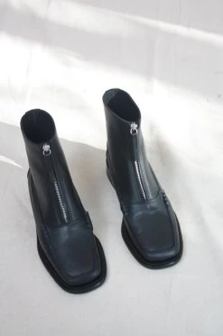 Mallera Square Toe Low Zip Boot Black