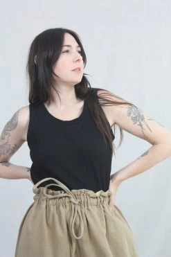 Rib Jersey Tank Top Black