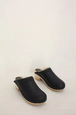 Dakota Shearling Clog Mid Heel Ink Aviator