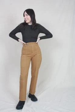 Gray Elastic Jeans Mustard