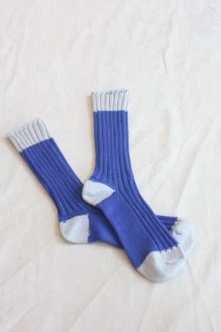 Two Tone Rib Socks Royal Blue
