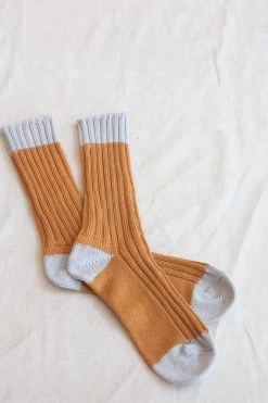 Two Tone Rib Socks Mustard
