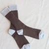 Two Tone Rib Socks Brown