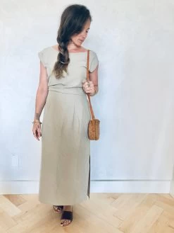 La Piedra Dress In Stucco Silk Linen
