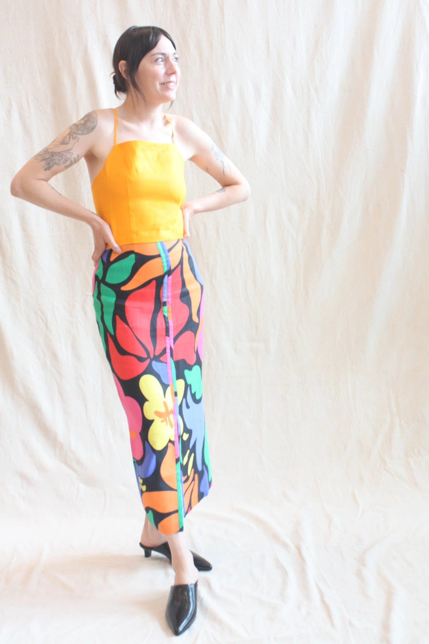 Molly Skirt Multi Black Iris Print