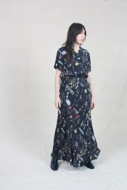 Franny Skirt Doodle Print Black