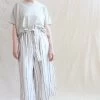 Linen Stripes Pants Natural And Blue