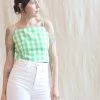 Carrie Top Green And White Gingham