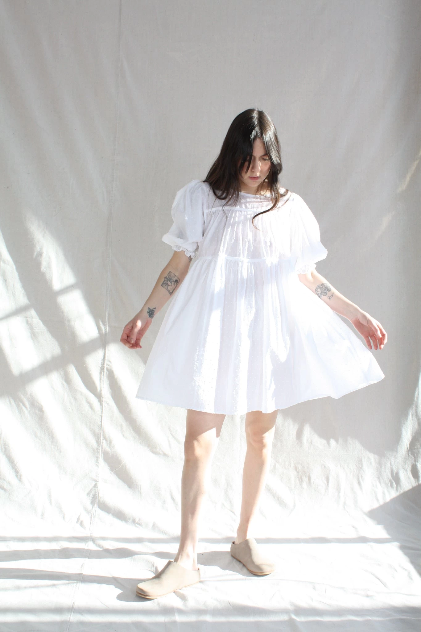 Haley Short Dress White Swiss Dot - Image 3