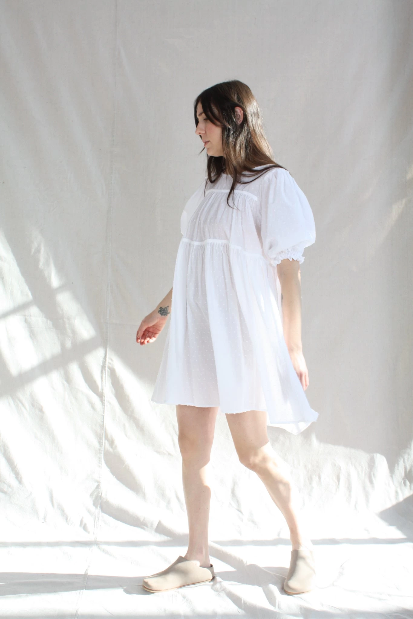 Haley Short Dress White Swiss Dot - Image 4