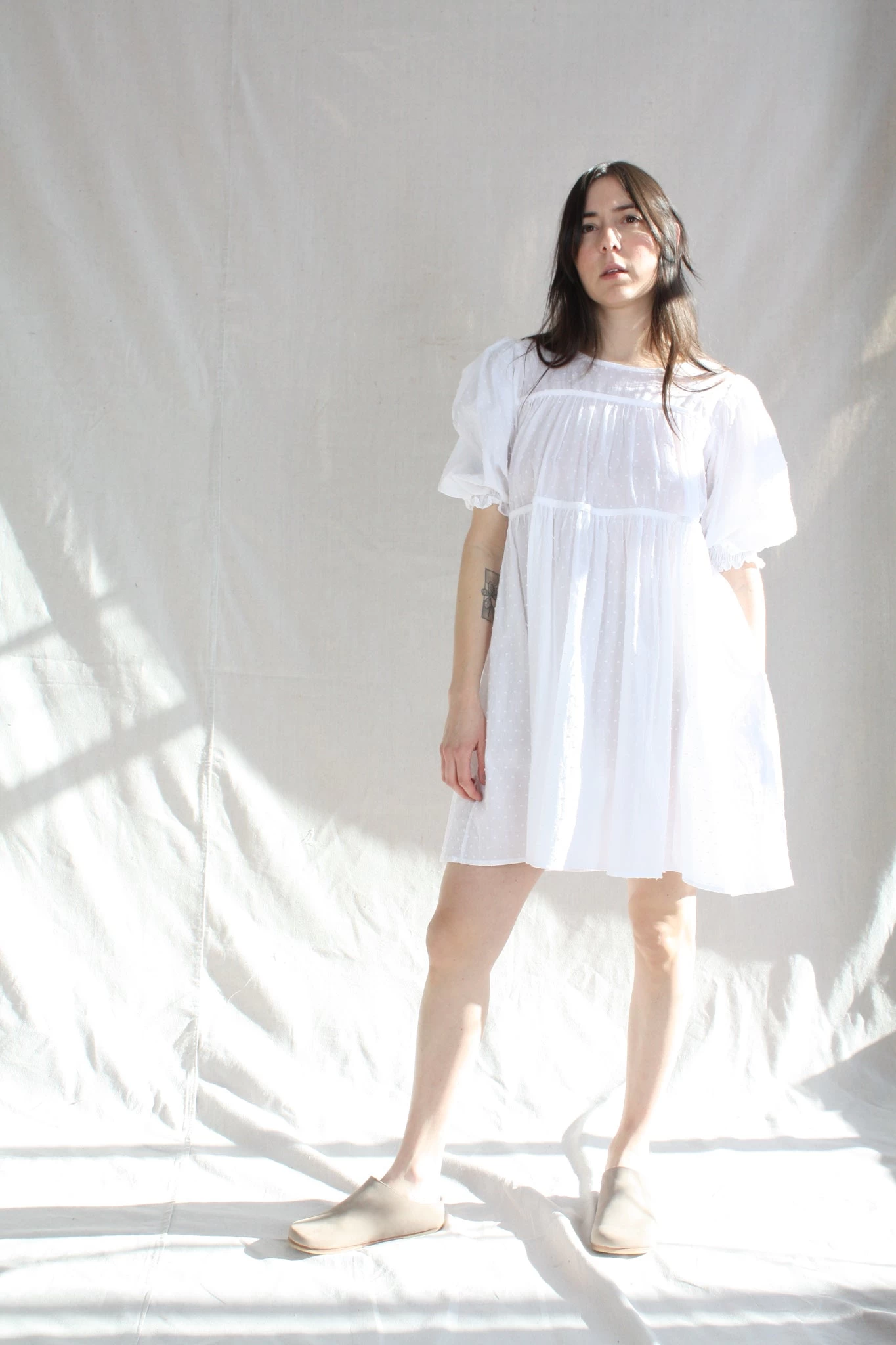 Haley Short Dress White Swiss Dot - Image 2