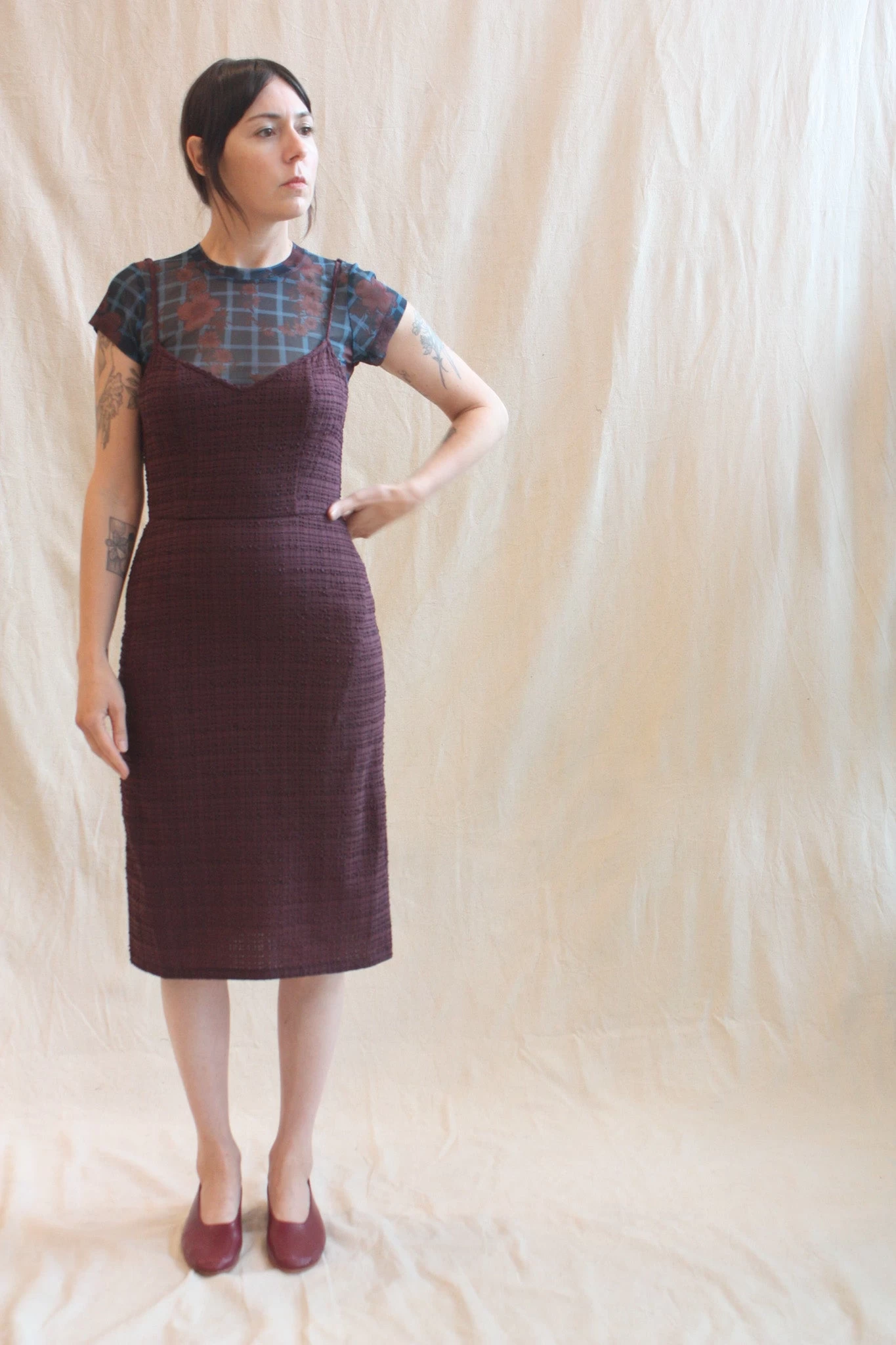 Charmat Dress Maroon