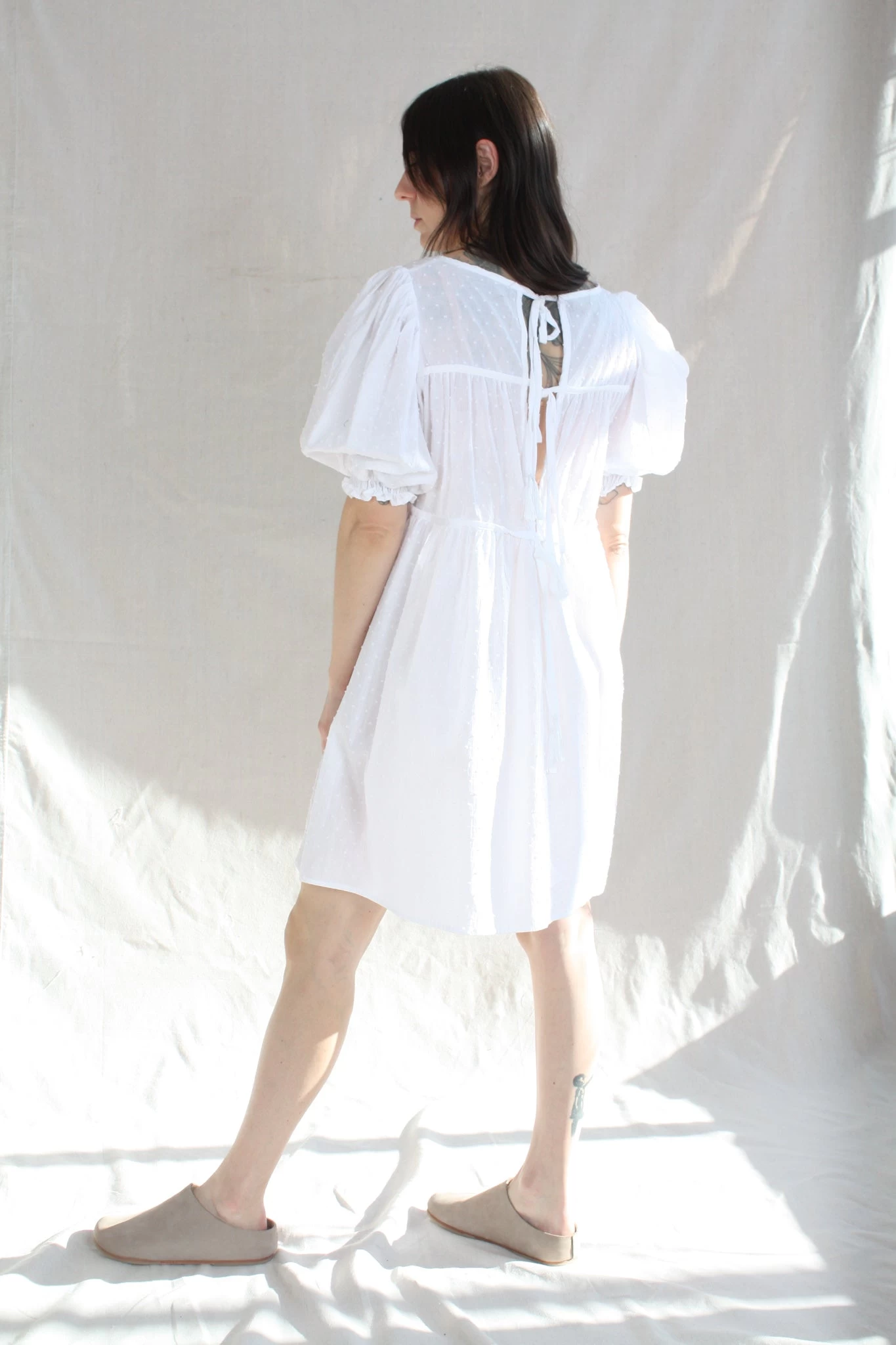 Haley Short Dress White Swiss Dot - Image 5