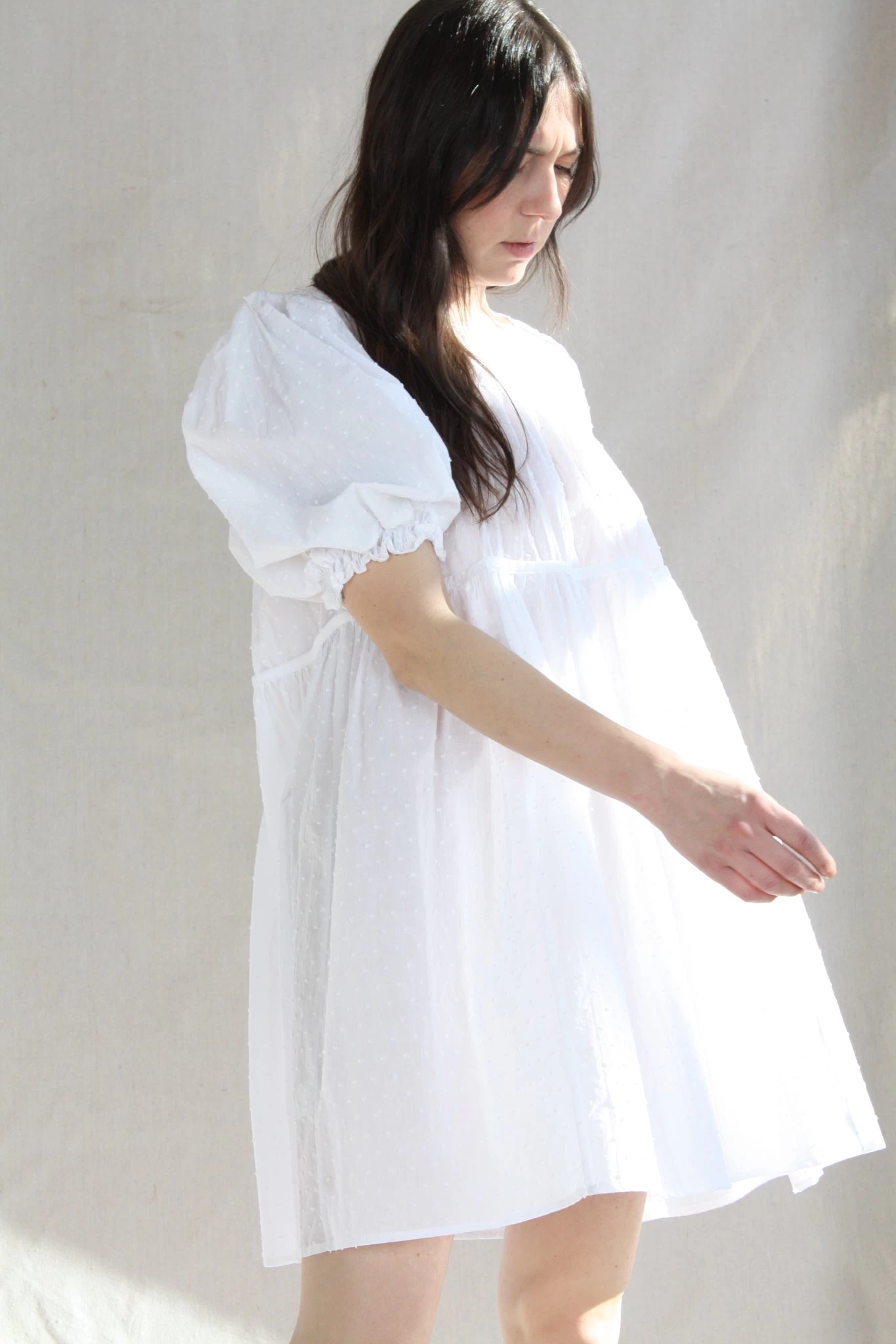 Haley Short Dress White Swiss Dot