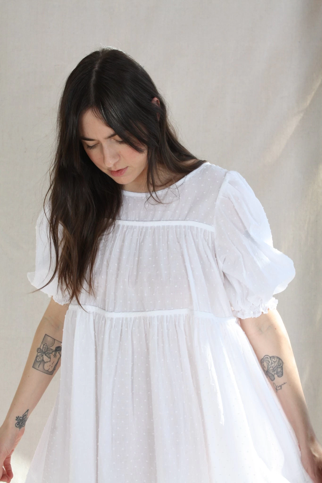 Haley Short Dress White Swiss Dot - Image 6