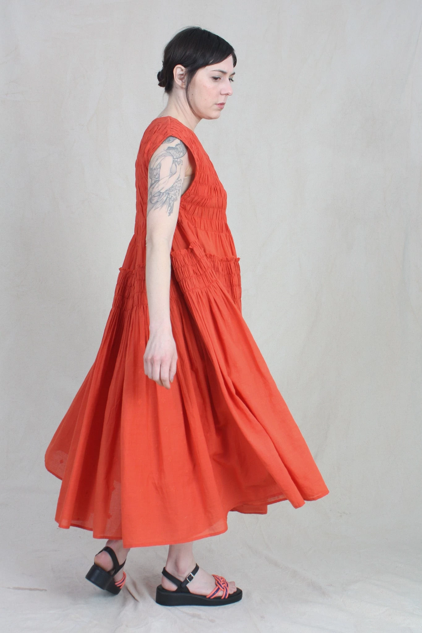 Chitra Mini Dress Tomato Jamdani - Image 4