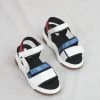 Vegan Padded Velcro Sandal Red/Blue