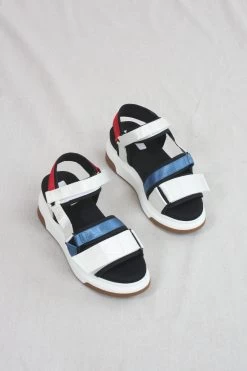 Vegan Padded Velcro Sandal Red/Blue