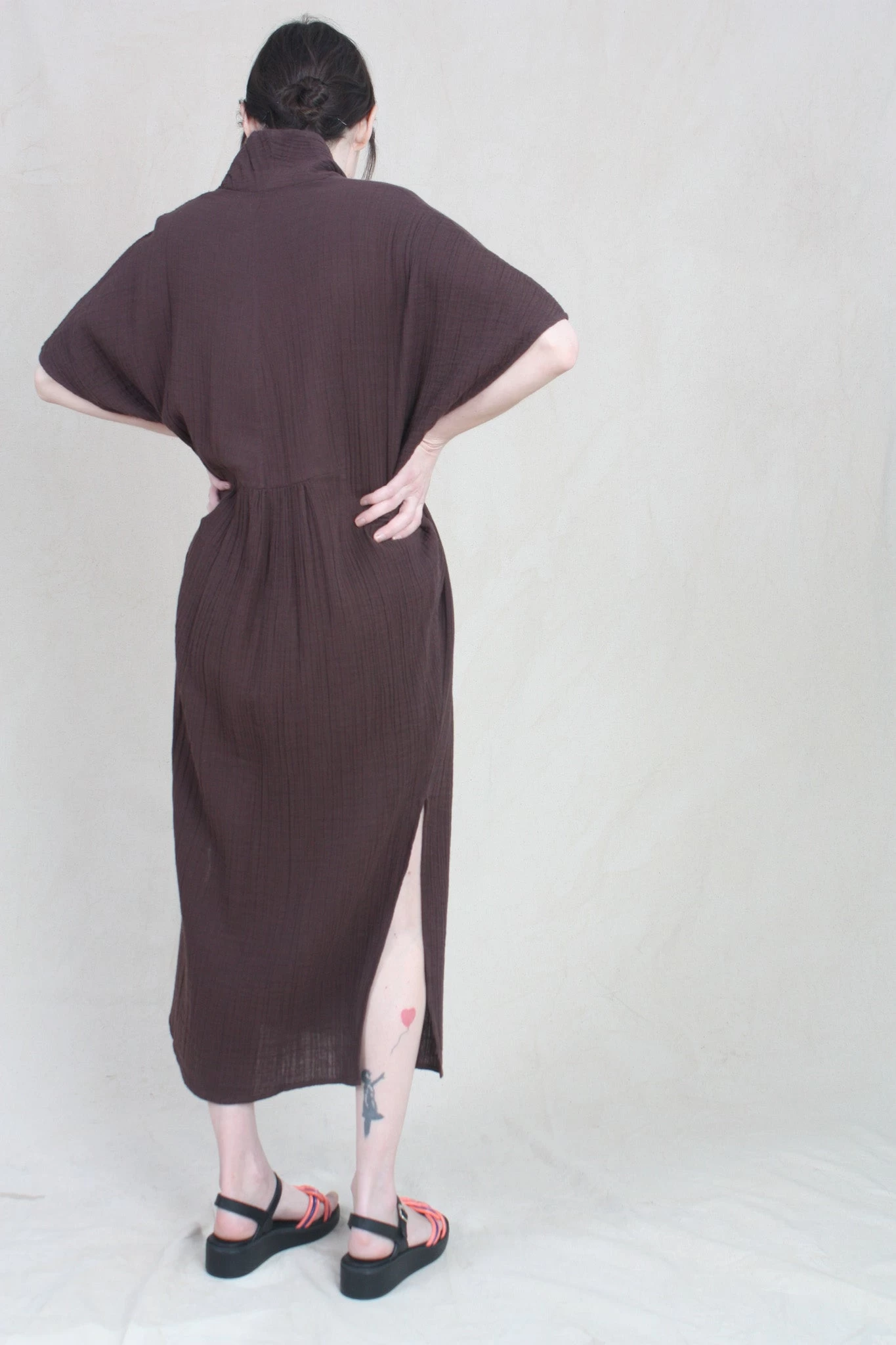 Kai Shawl Collar Caftan Cacao - Image 5