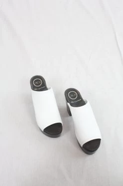 Daria Clog On Platform White On Coffee Base