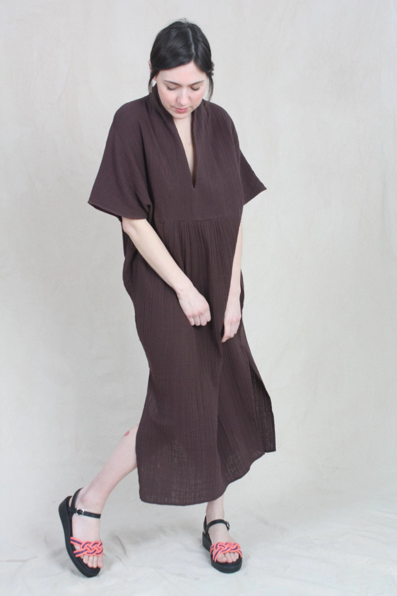 Kai Shawl Collar Caftan Cacao - Image 2