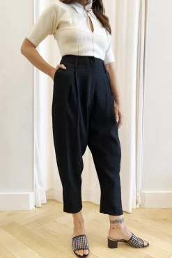 Sorrento Trouser Black Crinkle Crepe