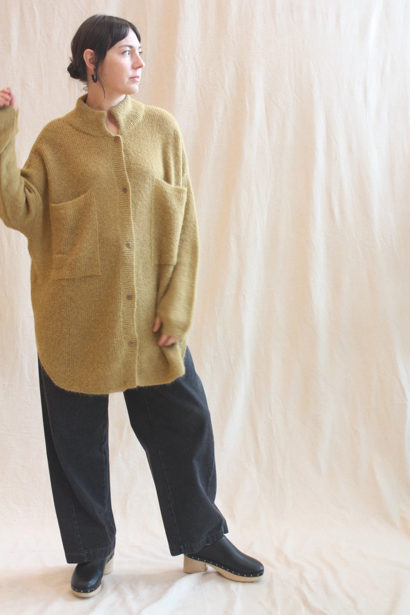 Suri Polo Cardigan Olive - Image 5