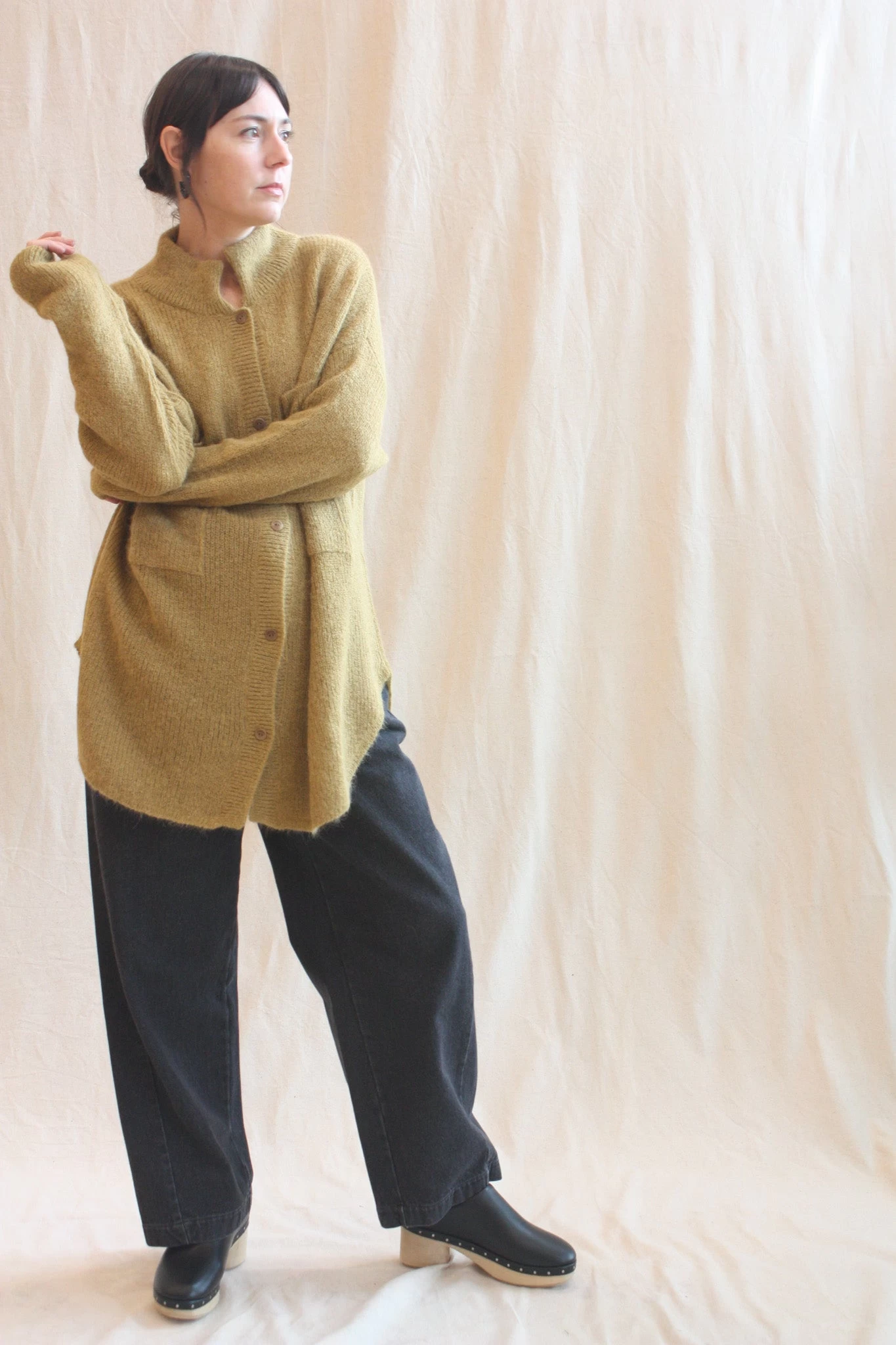 Suri Polo Cardigan Olive - Image 4