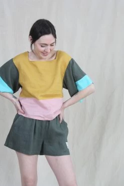 Basic Linen Shorts Moss