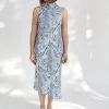 Cowl Bias Dress Marble Print