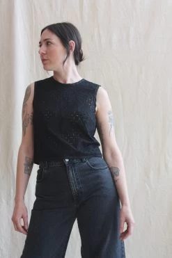 Tie-Back Shell Black Lace