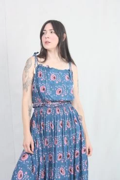 Poppy Top Vintage Flowers Azure