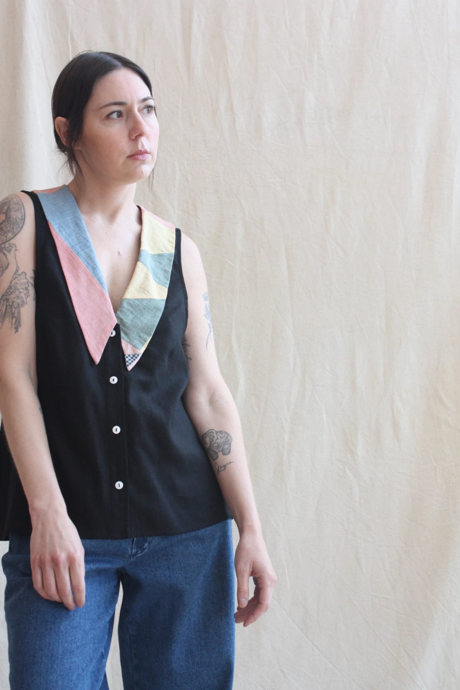 Lauren Sleeveless Shirt Black OOAK - Image 7