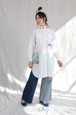 Patchwork Roadtrip Shirtdress White