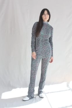 Long Flared Pants Black Multicolor