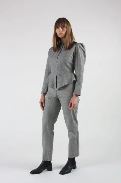 Rosa Blouse Onyx Houndstooth