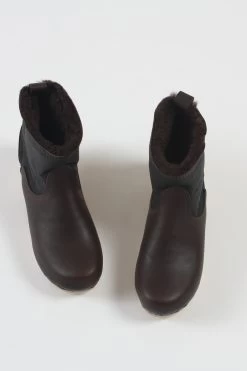 5" Pull On Shearling Boot On Mid Heel Espresso Aviator