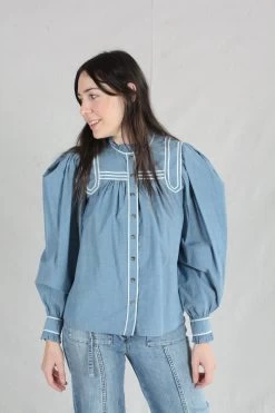 ULLA JOHNSON Abigail Blouse Chambray