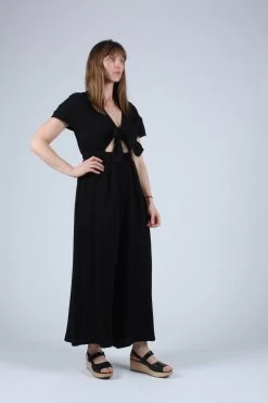 Tie Front Jumpsuit Black