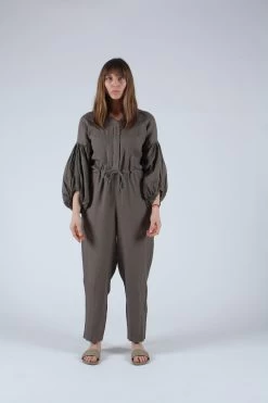Balloon Sleeve Jumpsuit Grey