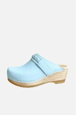 Bridget Clog On Mid Wedge Light Blue With Brown Base