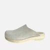 Contour Clog On Flat Base Chalk Suede With White Base